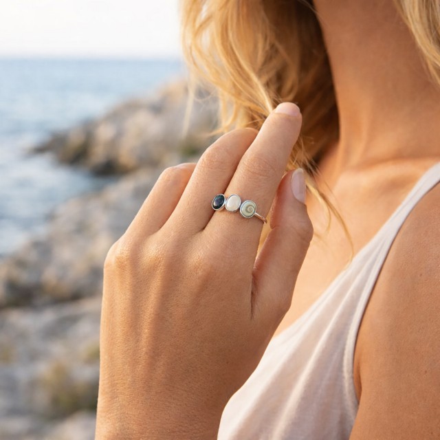 Bague argent 925 Œil Ste Lucie nacre SRC50868-arg