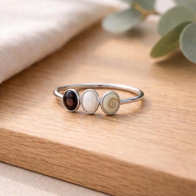 Bague argent 925 Œil Ste Lucie nacre SRC50868-arg