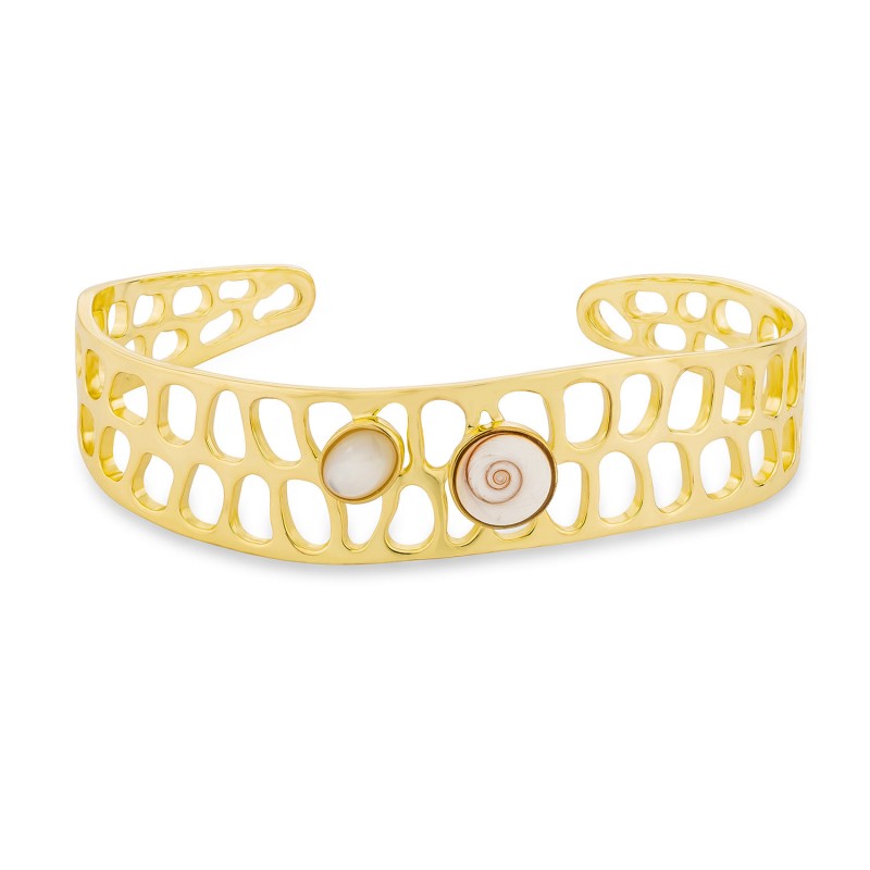 Bracelet Manchette Œil de Sainte-Lucie Doré POSBC073ACMEDI