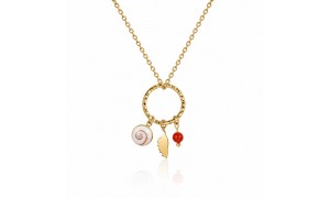 Collier Corail & Œil de Sainte-Lucie POCOLLIER007ACMEDI