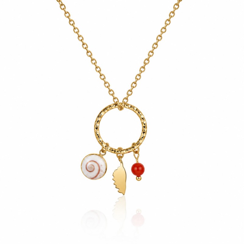 Collier Corail & Œil de Sainte-Lucie POCOLLIER007ACMEDI